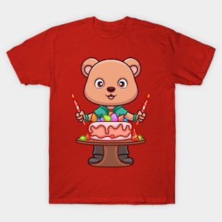 Birthday Bear Cute Cartoon T-Shirt